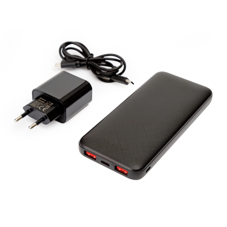 Външна батерия 10000 mAh + адаптер 20W Power Delivery + USB-C/USB-C кабел 1m черен
