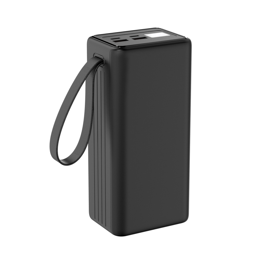 Външна батерия 40000 mAh 65W Power Delivery 2xUSB-A + 2xUSB-C с LED фенерче и USB-C кабел 1m черен