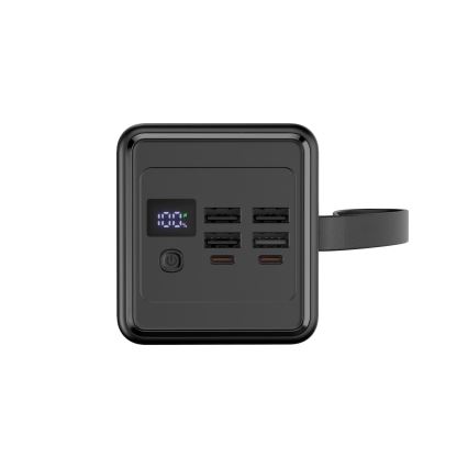 Външна батерия 60000 mAh 65W Power Delivery 4xUSB-A + 2xUSB-C с LED фенерче и USB-C кабел 1m черен