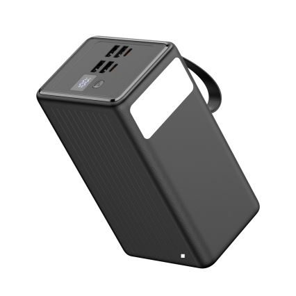 Външна батерия 70000 mAh 20W Power Delivery 4xUSB-A + 2xUSB-C с LED фенерче и USB-C кабел 1m черен