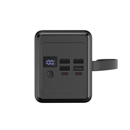 Външна батерия 70000 mAh 20W Power Delivery 4xUSB-A + 2xUSB-C с LED фенерче и USB-C кабел 1m черен