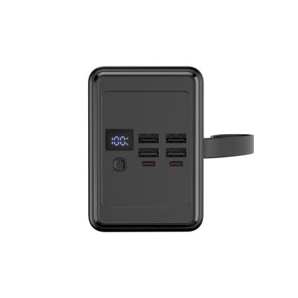 Външна батерия 80000 mAh 20W Power Delivery 4xUSB-A + 2xUSB-C с LED фенерче и USB-C кабел 1m черен
