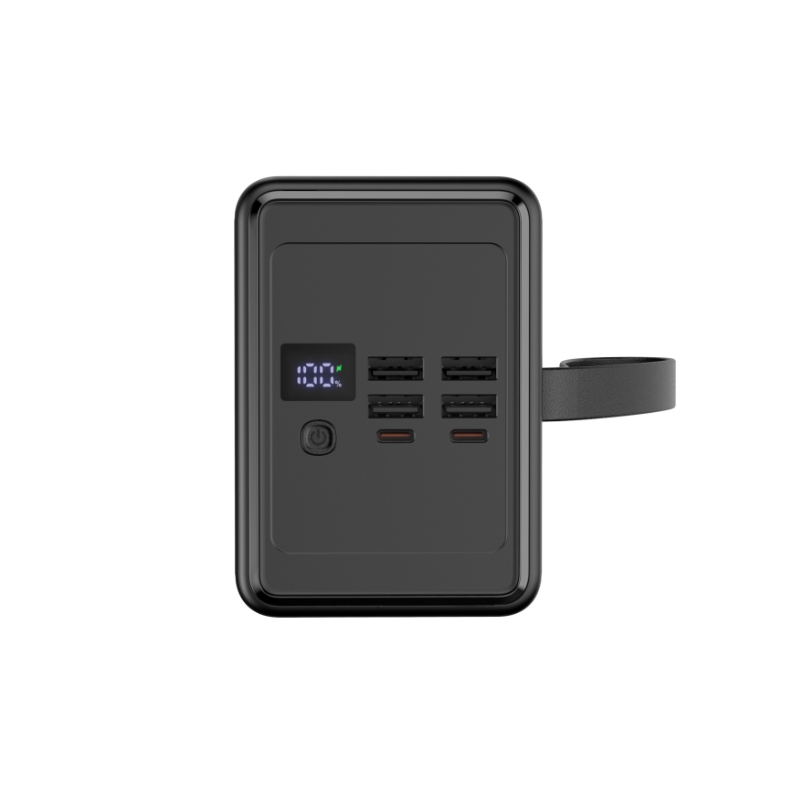 Външна батерия 80000 mAh 20W Power Delivery 4xUSB-A + 2xUSB-C с LED фенерче и USB-C кабел 1m черен