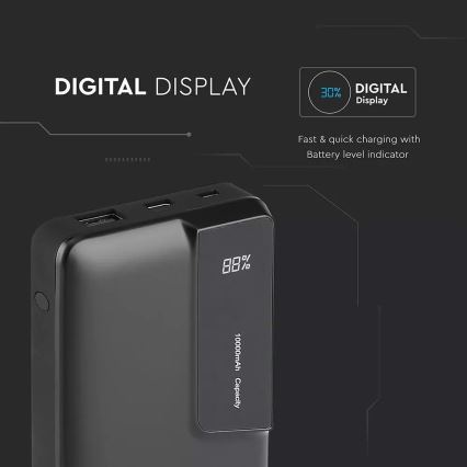 Външна батерия с дисплей 10000mAh/3,7V черна