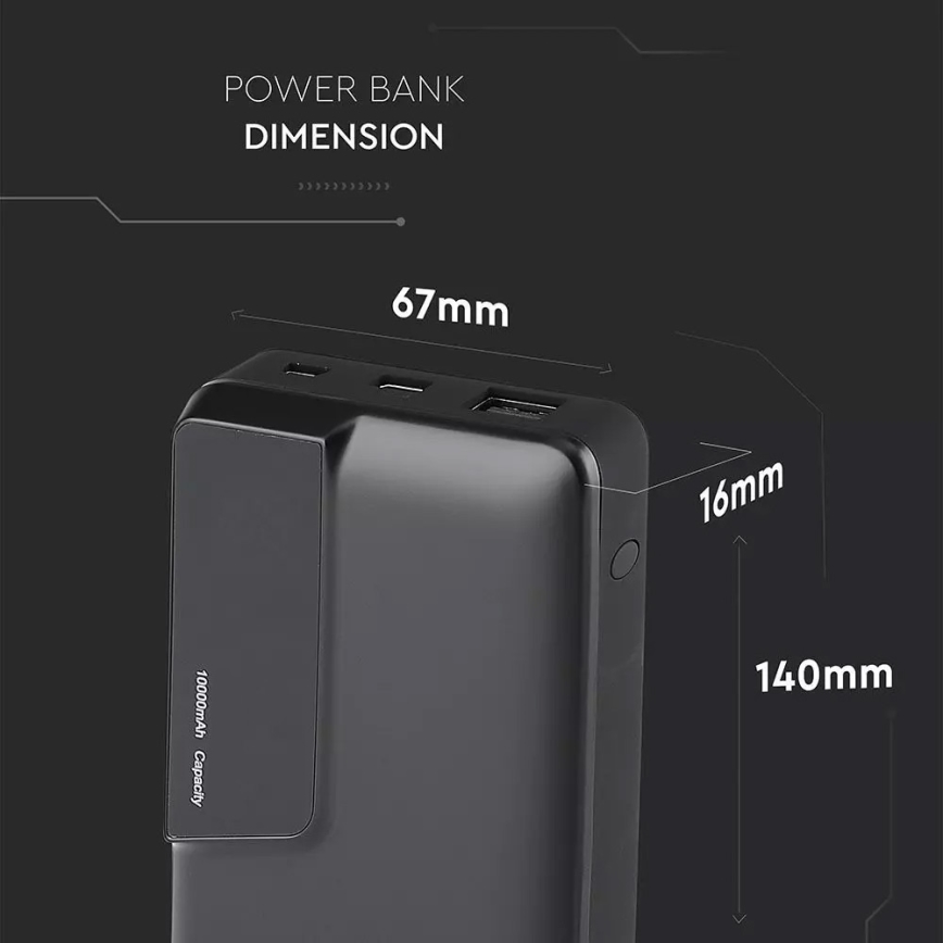 Външна батерия с дисплей 10000mAh/3,7V черна