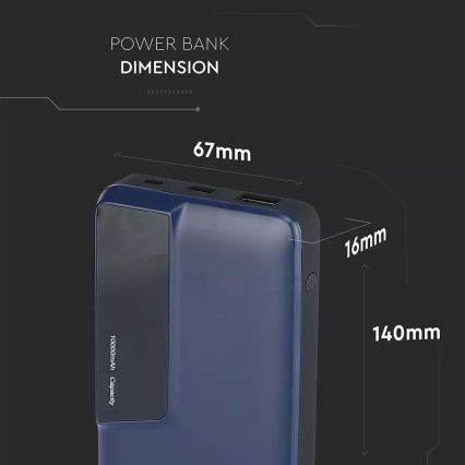 Външна батерия с дисплей 10000mAh/3,7V синя