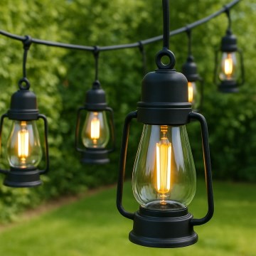 Външна декоративна гирлянда GIRLANDA с 10 LED, 10 m, IP44, топло бяла