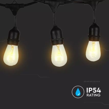 Външна гирлянда STRING, 15 m — 15 лампи с цокъл E27, до 25 W, 230 V, клас на защита IP54