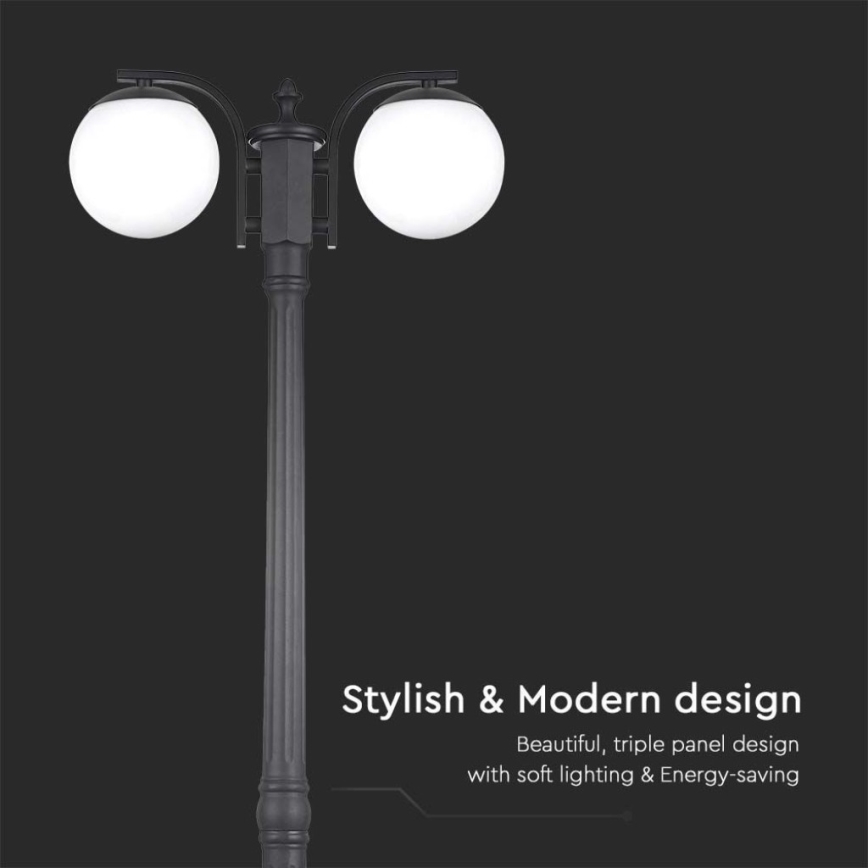 Външна лампа 2xE27/60W/230V IP44 199 см черна