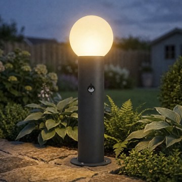Външна лампа със сензор за движение и за сумрак STONO 1xE27/15W/230V 50 cm IP65 антрацит