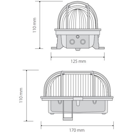 Външна лампа за таван OVAL 1xE27/60W/230V IP44