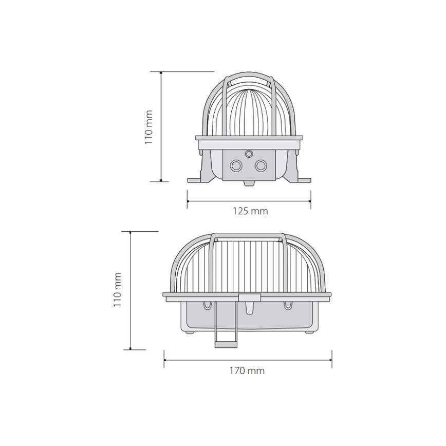 Външна лампа за таван OVAL 1xE27/60W/230V IP44