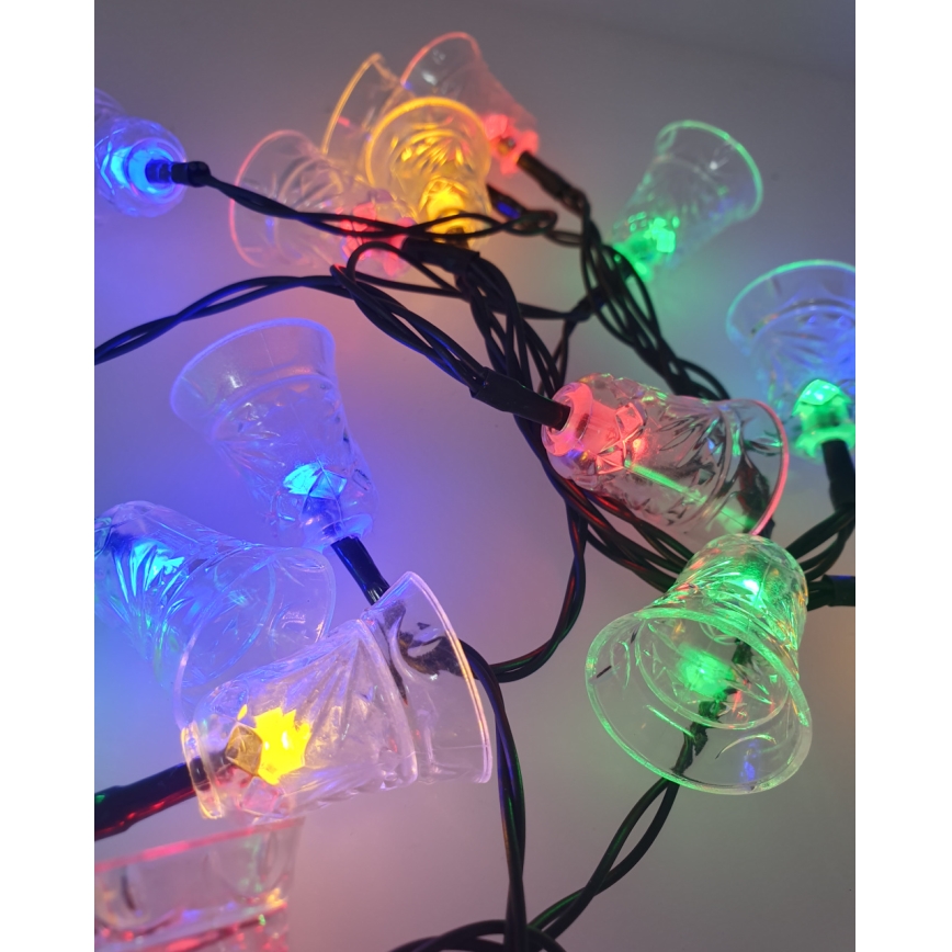 Vъншна LED гирлянда 20xLED/2xAA 2,2 m IP44 многоцветни звънчета