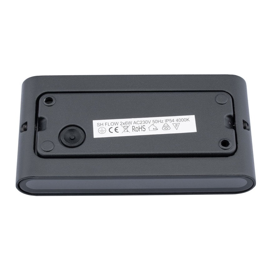 Външна LED лампа за стена FLOW 2xLED/6W/230V IP54 черна