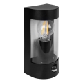 Външна стенна лампа със сензор за движение, 1xE27/15W/230V, IP44, черна