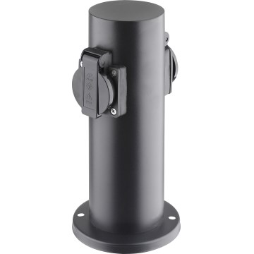 Външна колона с 2 гнезда 230V IP44, черна, кръгла