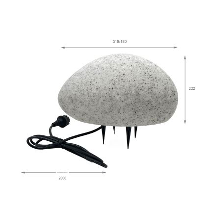 Външно декоративно осветително тяло LUMISTONE, 1xE27/15W/230V, IP65, диаметър 31,8 см