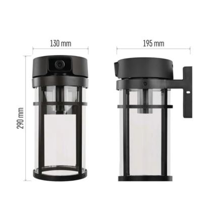 Външно стенно осветително тяло с камера GOSMART 1xE27/15W/230V Wi-Fi IP44