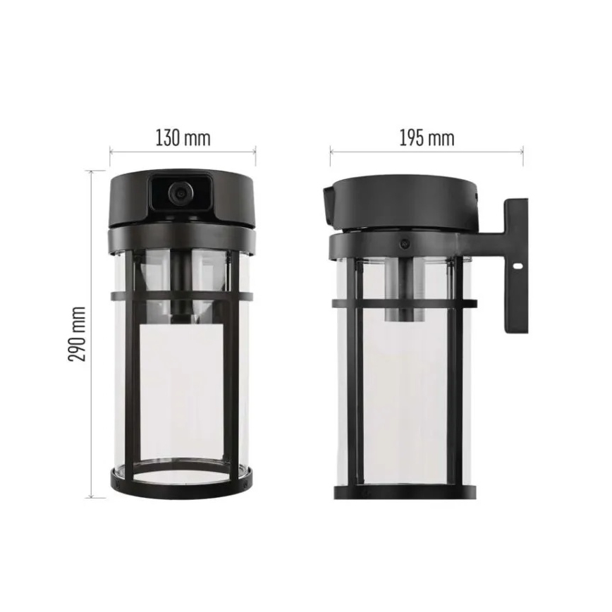 Външно стенно осветително тяло с камера GOSMART 1xE27/15W/230V Wi-Fi IP44
