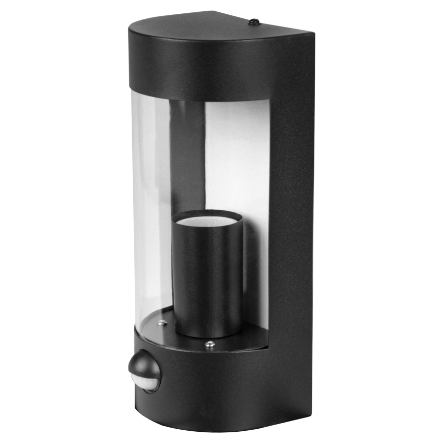 Външна стенна лампа със сензор за движение, 1xE27/15W/230V, IP44, черна