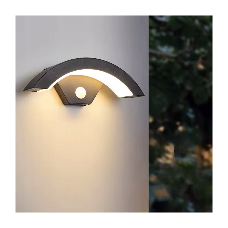 LED външно стенно осветително тяло с датчик за движение LED/10W/230V IP54 черно