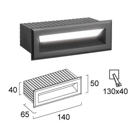 Външно вградено LED осветително тяло FLIK, 3W, 230V, IP65, антрацит