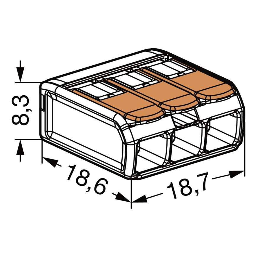 WAGO 221-413 - Разклонителен терминал COMPACT 3x4 450V оранжев