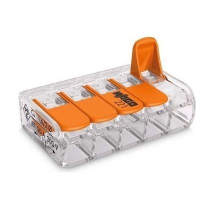 WAGO 221-415 - Разклонителен терминал COMPACT 5x4 450V оранжев