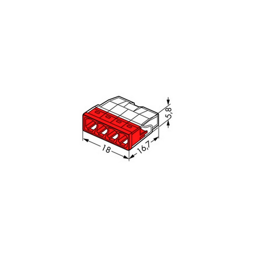 WAGO 2273-204 - Терминал на разклонителна кутия COMPACT 4x2,5 450V червен