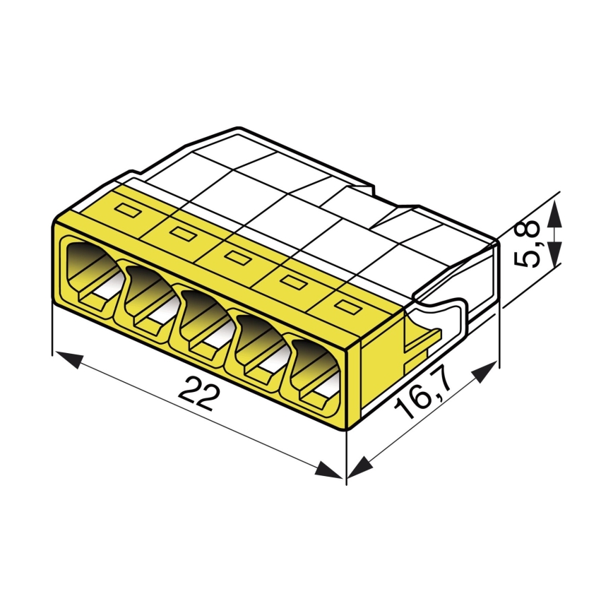 WAGO 2273-205 - Терминал на разклонителна кутия COMPACT 5x2,5 450V жълт