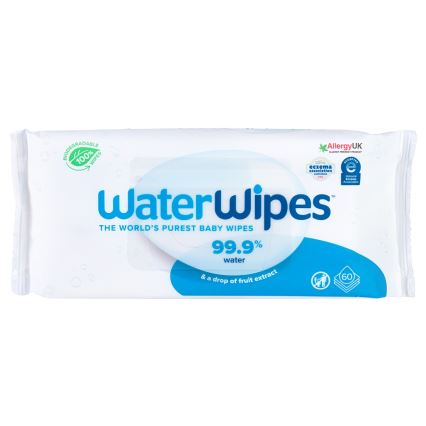 WaterWipes - К-кт 9x Мокри кърпички без съдържание на пластмаса 60 бр. (540 pcs)