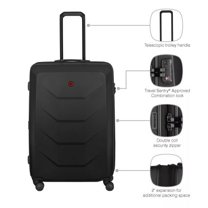 Wenger - Пътнически куфар на колела 93 л Prymo черен