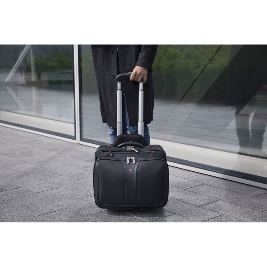 Wenger - Пътнически куфар на колела 25 l 17" + чанта за лаптоп 15,6" Patriot черен