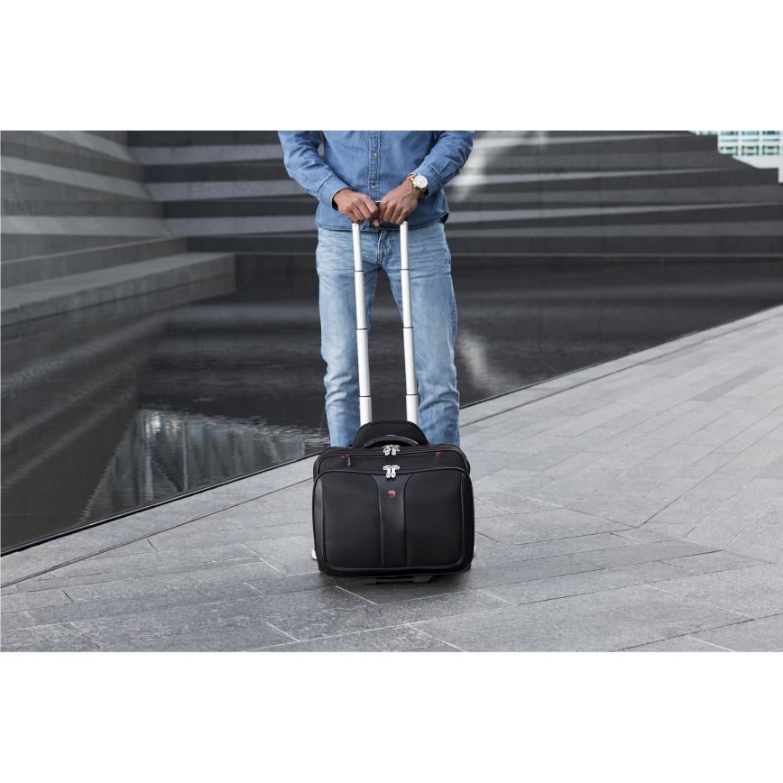 Wenger - Пътнически куфар на колела 25 l 17" + чанта за лаптоп 15,6" Patriot черен