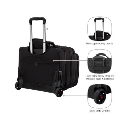 Wenger - Пътнически куфар на колела 25 l 17" + чанта за лаптоп 15,6" Patriot черен