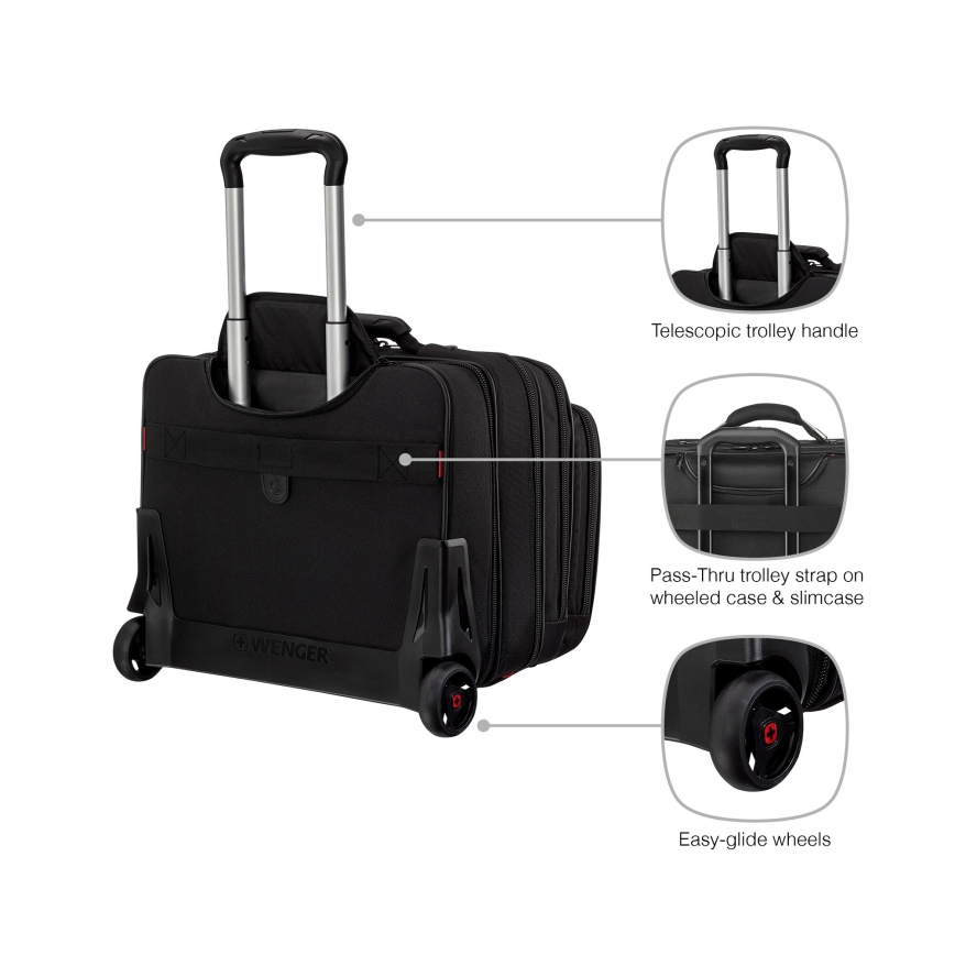 Wenger - Пътнически куфар на колела 25 l 17" + чанта за лаптоп 15,6" Patriot черен