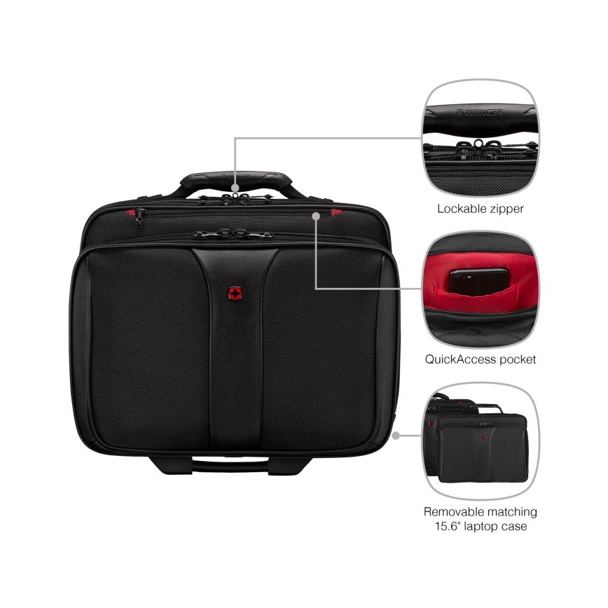 Wenger - Пътнически куфар на колела 25 l 17" + чанта за лаптоп 15,6" Patriot черен