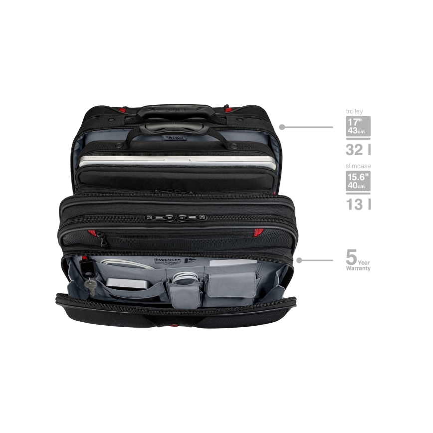 Wenger - Пътнически куфар на колела 25 l 17" + чанта за лаптоп 15,6" Patriot черен