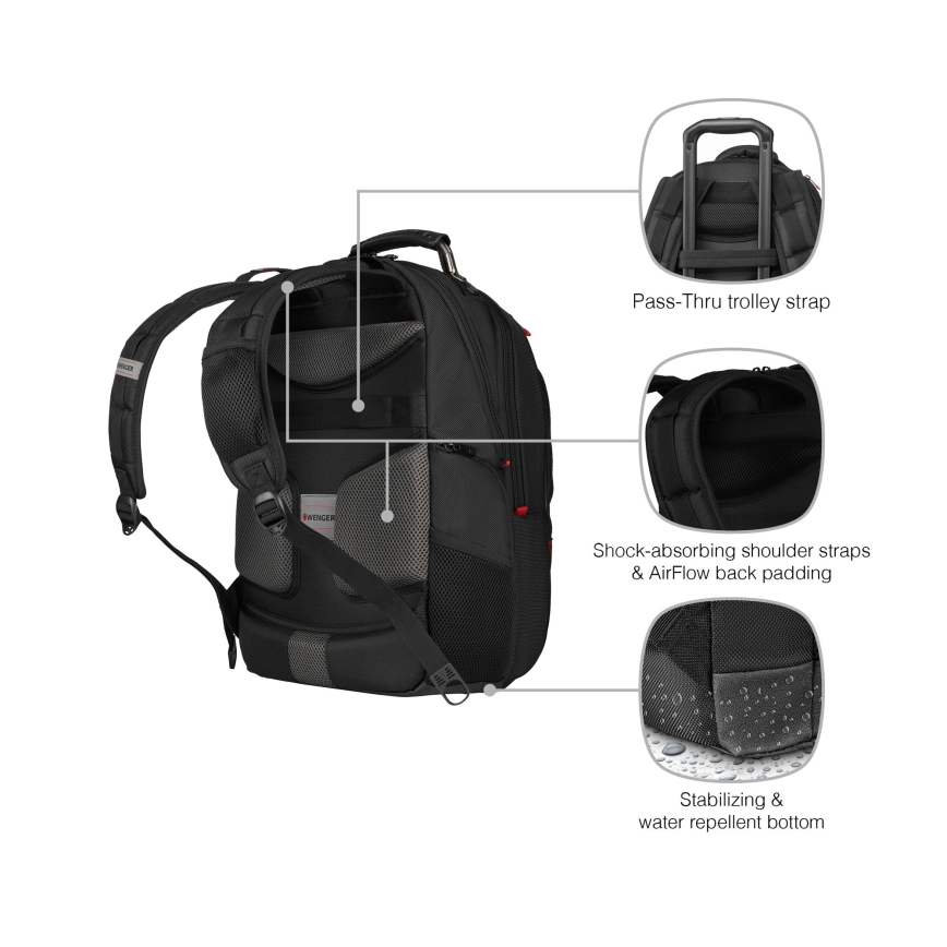 Wenger - Раница за лаптоп 25 l 16" с джоб за таблет 10" Pegasus Deluxe черен