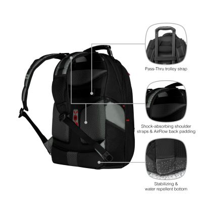 Wenger - Раница за лаптоп 25 l 17" с джоб за таблет 12" Pegasus черен/сив