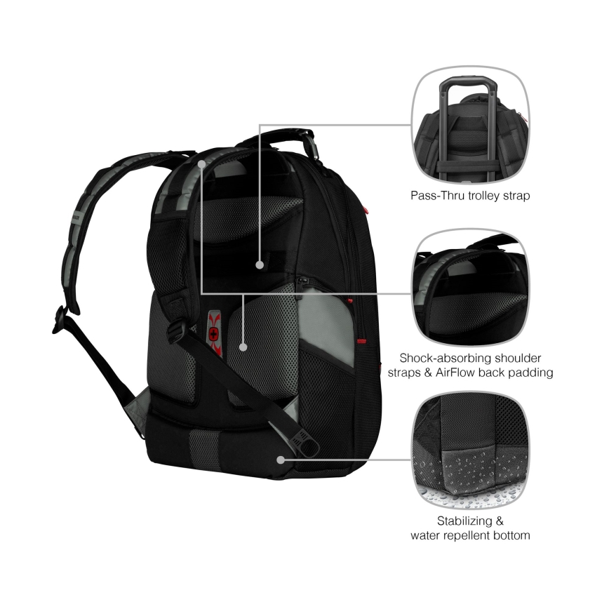 Wenger - Раница за лаптоп 25 l 17" с джоб за таблет 12" Pegasus черен/сив