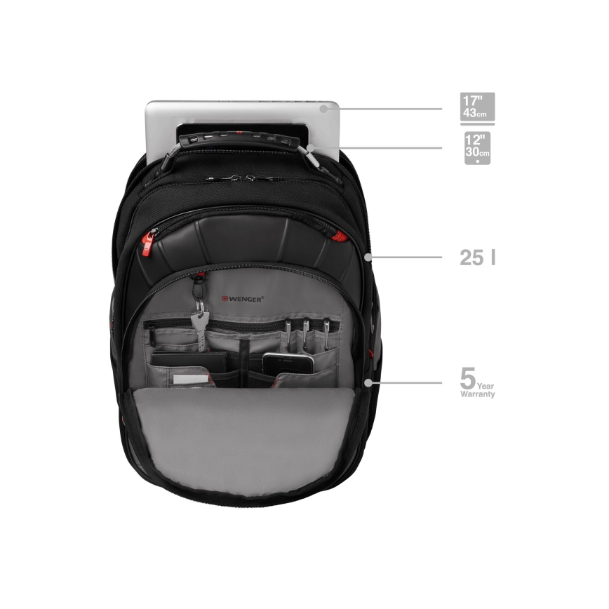 Wenger - Раница за лаптоп 25 l 17" с джоб за таблет 12" Pegasus черен/сив