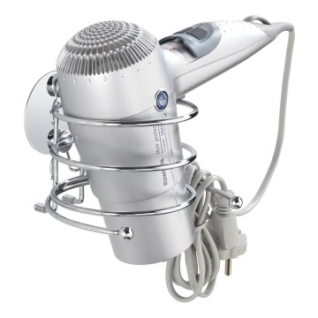 WENKO 18770100- Държач за сешоар TURBO-LOC, кръгъл стоманен, 14x11,5 cm, лъскав хром