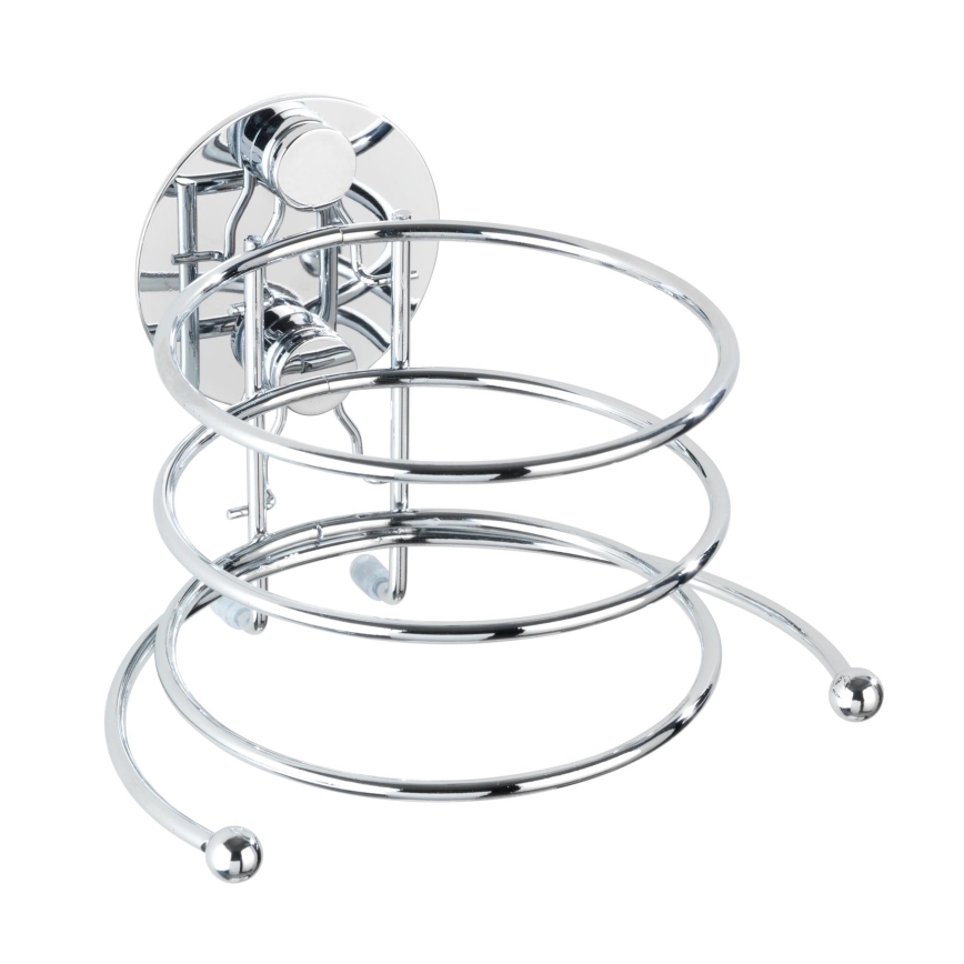 WENKO 18770100- Държач за сешоар TURBO-LOC, кръгъл стоманен, 14x11,5 cm, лъскав хром