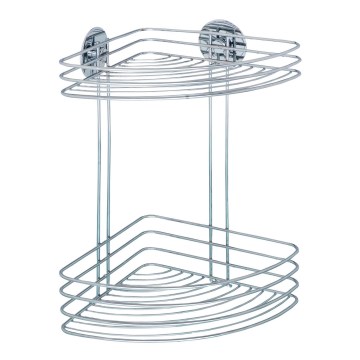 WENKO 18914100-Ъглова полица TURBO-LOC кръгла стоманена 26,5x33 cm лъскав хром