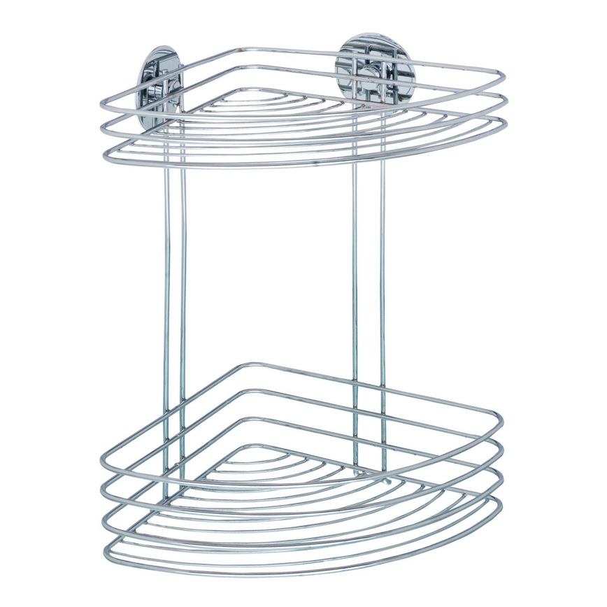 WENKO 18914100-Ъглова полица TURBO-LOC кръгла стоманена 26,5x33 cm лъскав хром