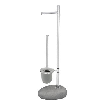 WENKO 19494100 - Тоалетна четка PEBBLE STONE 23,5x70 cm лъскав хром/сив/сатен