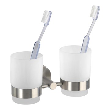 WENKO 19638100 - Държач за четки за зъби BOSIO MATT 17,5x9,5 cm неръждаема стомана/сребрист