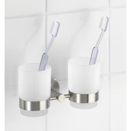 WENKO 19638100 - Държач за четки за зъби BOSIO MATT 17,5x9,5 cm неръждаема стомана/сребрист