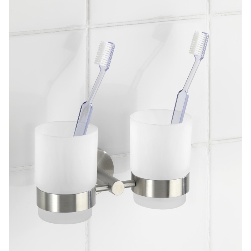 WENKO 19638100 - Държач за четки за зъби BOSIO MATT 17,5x9,5 cm неръждаема стомана/сребрист
